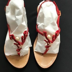 Coral summer embellished sandal